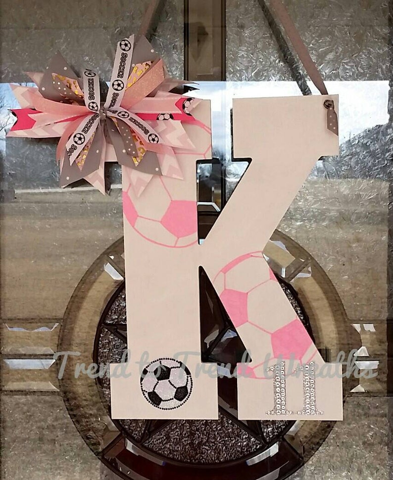 Soccer Gift Soccer Door Hanger Senior Gift Soccer Decor Soccer Team Gift Wooden Soccer Letter