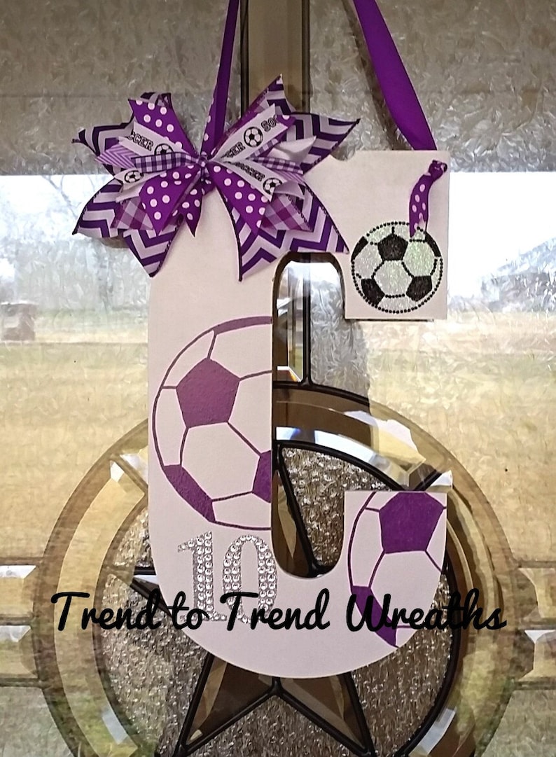 Soccer Gift Soccer Door Hanger Senior Gift Soccer Decor Soccer Team Gift Wooden Soccer Letter