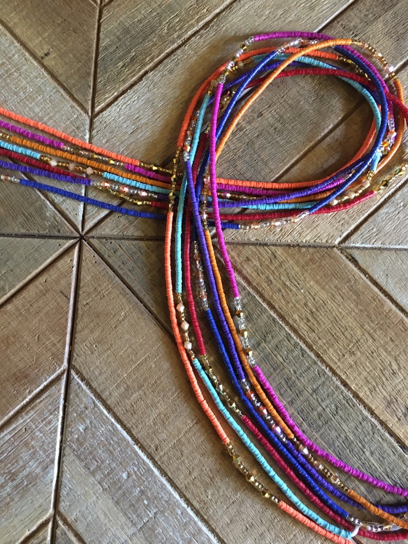 Ghana Bead Waist Beads/ Solid Color Waist Beads/ Flat Disk Etsy