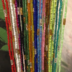 Solid Color Tie-on Waist Beads/ Tie- On Belly Beads/ Solid Color Seed Beads/ Adjustable Waist Beads/ Traditional Waist Beads