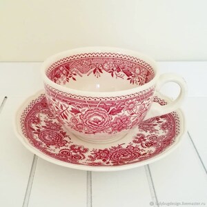 Tea set for collectors: cup+saucer, BURGENLAND RED/ Villeroy & Boch