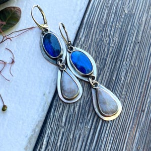 Labradorit Ohrringe mit Fossiler Koralle - Einzigartiges Geschenk für Sie, Sterling Silber Labradorit Ohrringe - Graue Fossile Koralle Schmuck