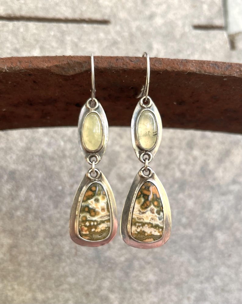 Handmade jasper gemstone earrings for women