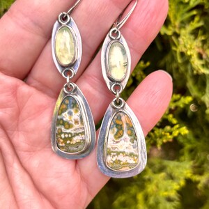 One of a kind jasper and prehnite earrings