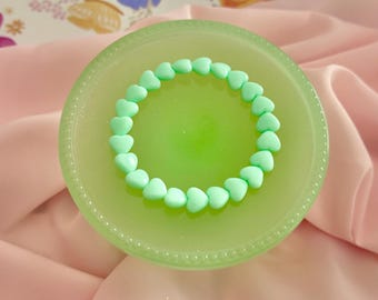Minty Hearts Sprinkle Stacks- Stretchy Beaded Bracelet for Layering and Stacking