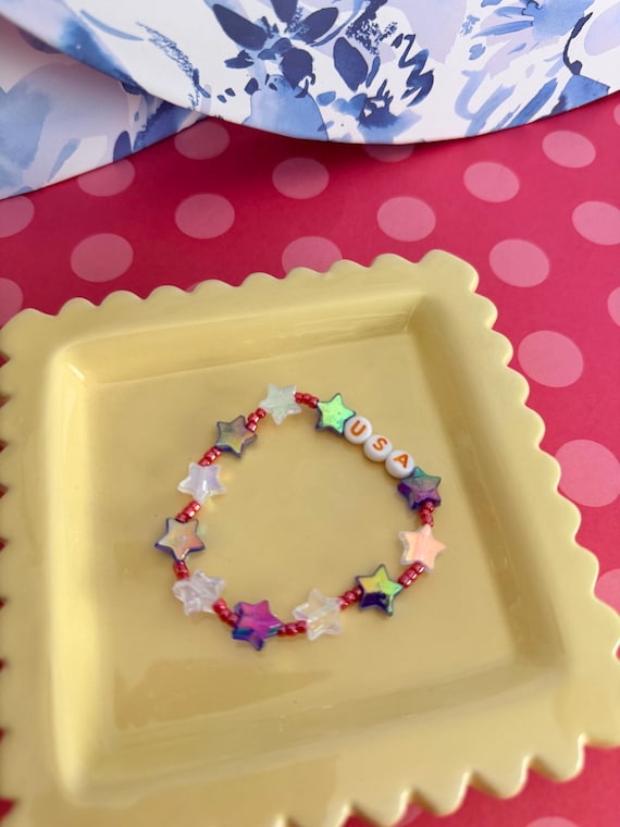 USA Stars Stretchy Sprinkle Stacks- Stretchy Beaded Bracelet for Layering and Stacking