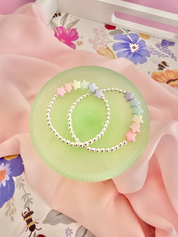 Pastel Stars Stretchy Beaded Bracelet for Stacking and Layering