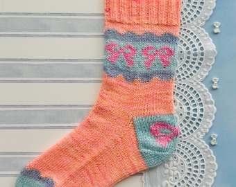 Dainty Bows Sock Knitting Pattern - Digital only