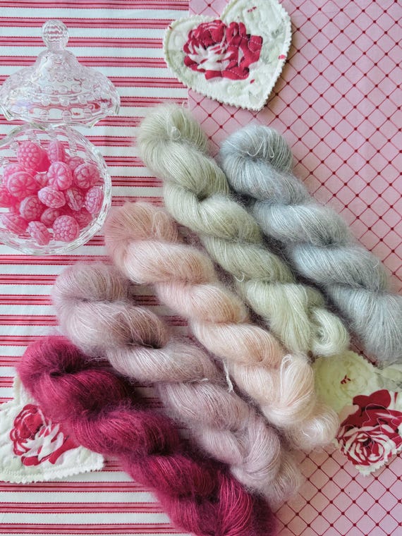 Love Potion #9 Cotton Candy Mohair Minis - hand dyed yarn