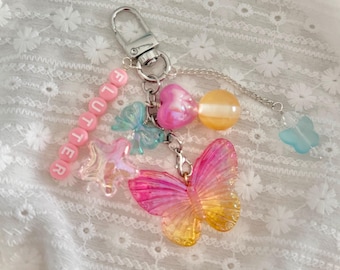 Chéri Charms - Flutter Pink, Yellow, and Aqua Cluster Bag Charm
