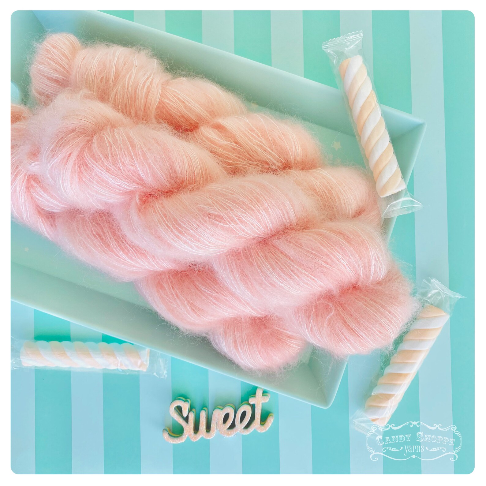 Peach Cotton Candy Mohair Yarn Etsy