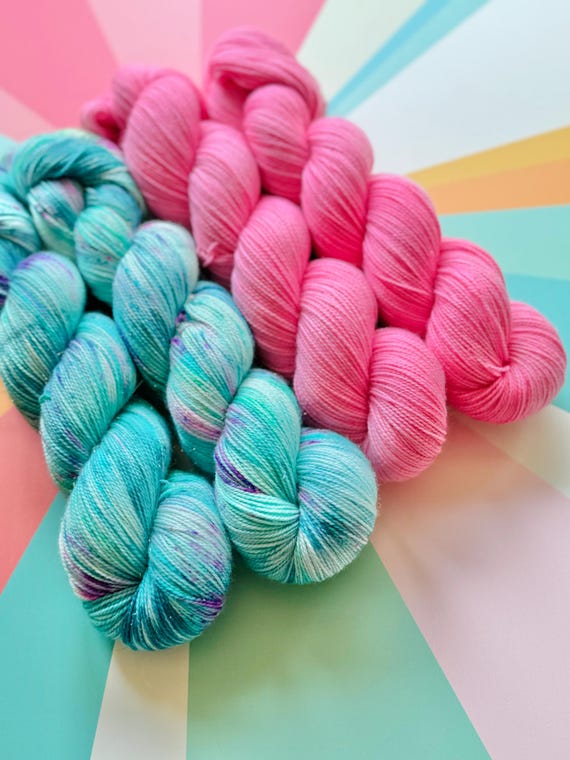 Dreamhouse + Mermaid Lagoon 4 Skein Shawl Kit - Fingering weight yarn