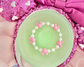 Pink Mouse Stretchy Beaded Bracelet for Child