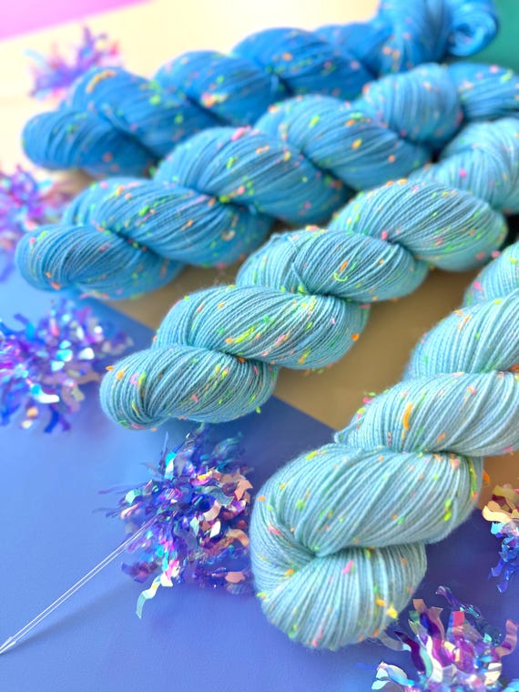 Blue Moon Fade set- Hand Dyed Yarn - blacklight reactive