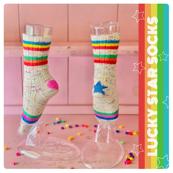 Modèle de tricot de chaussettes Lucky Star - Numérique uniquement