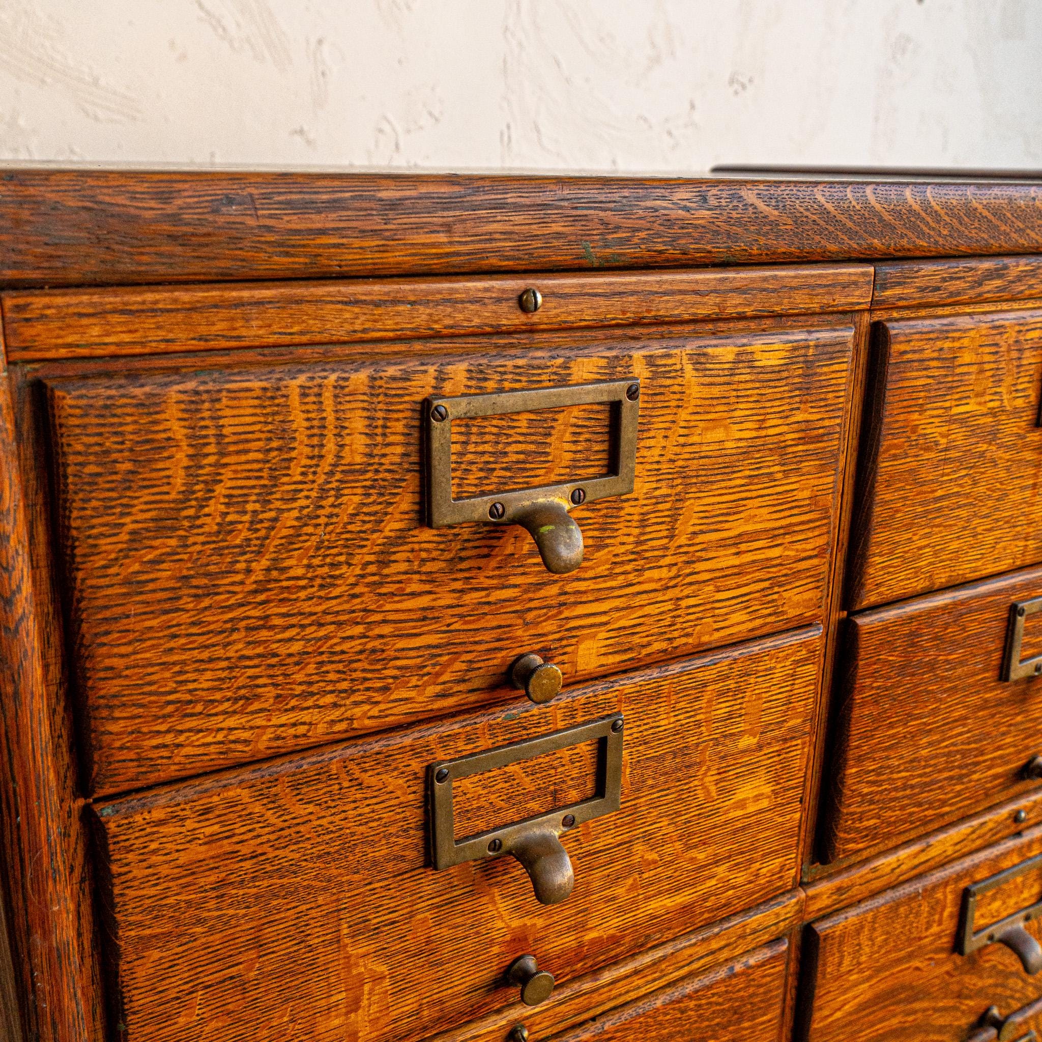 Antique Oak Card Catalog Multi Drawer Etsy