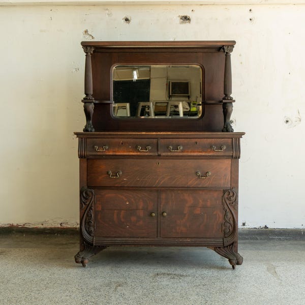 Antique Oak Hutch Buffet