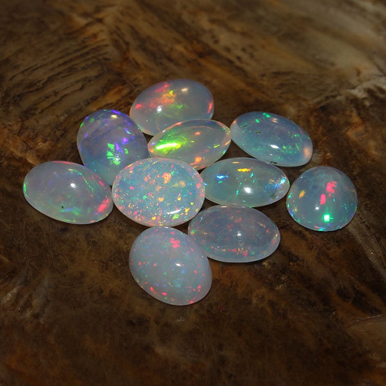 White Opal Ethiopian Opal Cabochon 6x8 MM 10 Pcs Lot Natural Ethiopian Welo Fire White Opal Cabochon Lot Ethiopian Opal Opal Jewelry