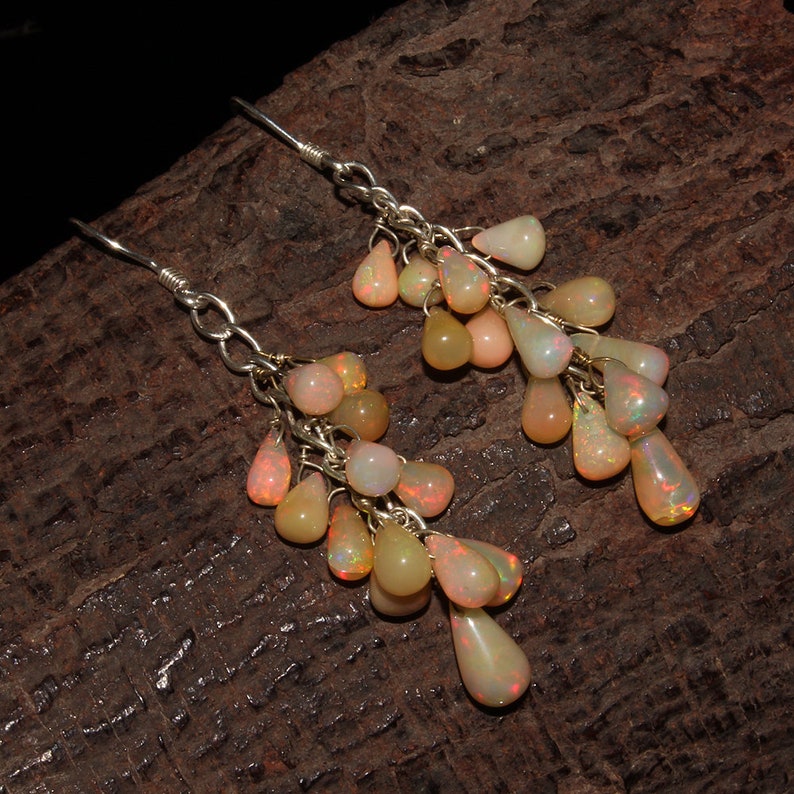 Opal Drops Earrrings Pear Drops Jewelry Stunning Opal Earrings Opal Jewelry Natural Ethiopian Opal Drops