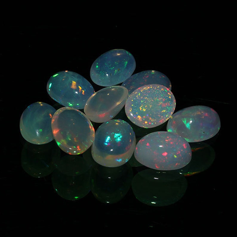 White Opal Ethiopian Opal Cabochon 6x8 MM 10 Pcs Lot Natural Ethiopian Welo Fire White Opal Cabochon Lot Ethiopian Opal Opal Jewelry