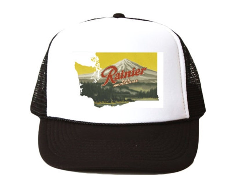 Vintage Rainier Beer hat Trucker Hat mesh hat black new Etsy