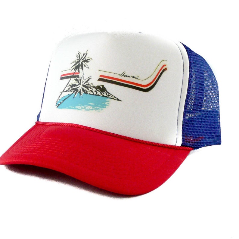 Hawaii hat Trucker Hat Mesh Hat Snap Back Hat red white blue | Etsy