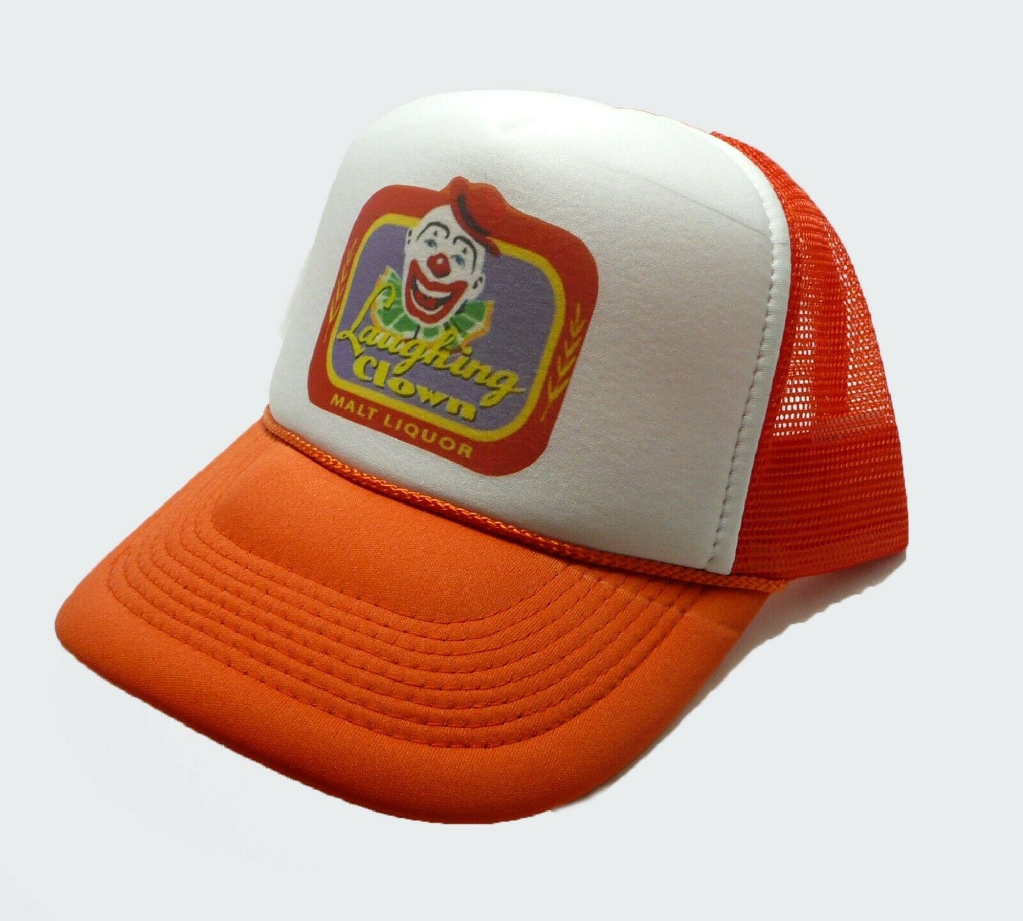 Talladega Nights Laughing Clown Malt Liquor Trucker Hat Cap Orange Ne…