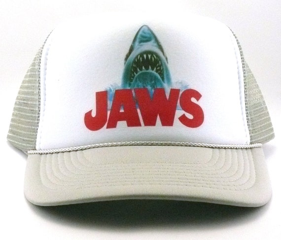 Jaws Movie Trucker Hat Shark Promo Logo Blue Vintage Style Snapback Cap 2160