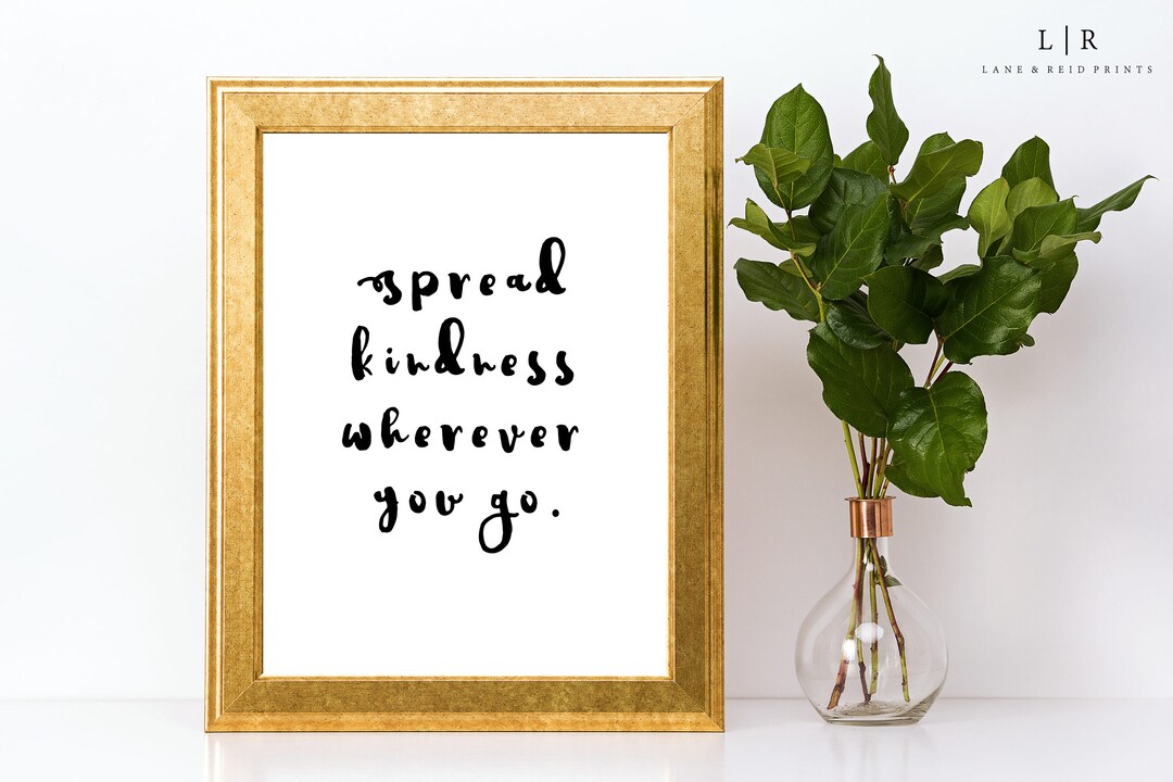 Spread Kindness Wherever You Go. Printable Quotes. Positive Etsy