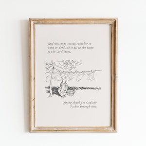 christian laundry room wall art. minimalist christian home decor. modern bible verse wall art. whatever you do for the lord. colossians 3:17