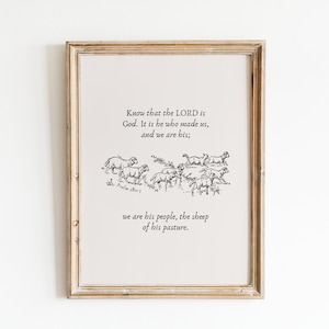 minimalist christian home decor. psalm 100:3 printable wall art. modern bible verse art. his sheep artwork biblical art. scripture poster