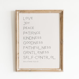 fruit of the spirit wall art. modern christian printable wall art. minimal christian art. bible verse poster. blessed sign. galatians 5 22.