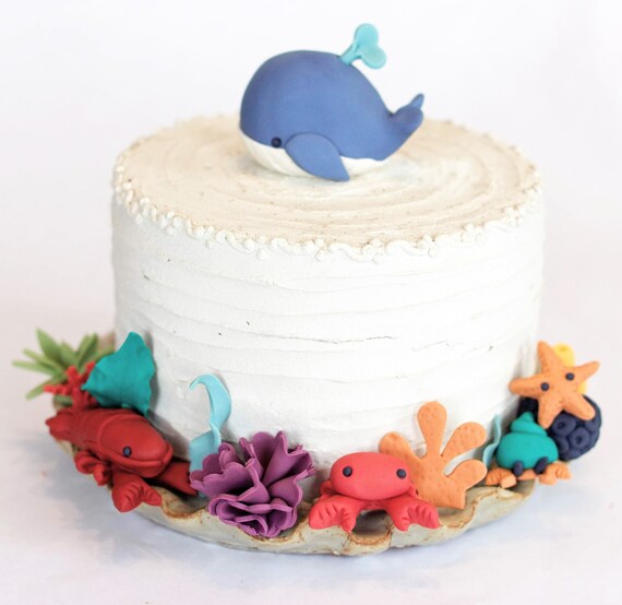 Fondant Sea Creature Cake Toppers Ready To Ship Get Them In Etsy