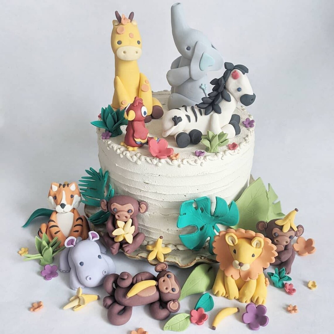 Fondant jungle animal cake toppers Ready to ship No custom Etsy