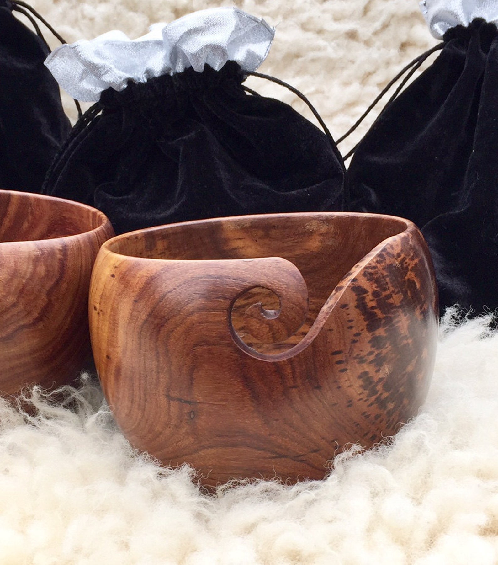 Large Yarn / Wool Bowl Wooden 16cm x 13cm Indian rosewood Etsy