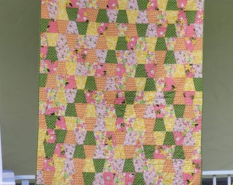 Citrus Colors Orange Yellow Pink Tumbler Handmade Quilt