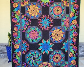 Vivid Kaleidoscope Handmade Quilt