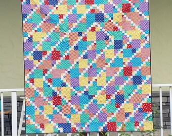 Polka Dotted Primary Handmade Couch Quilt