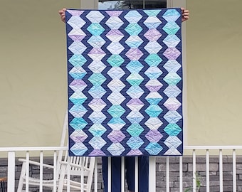 Blue Paper Lanterns Handmade Quilt