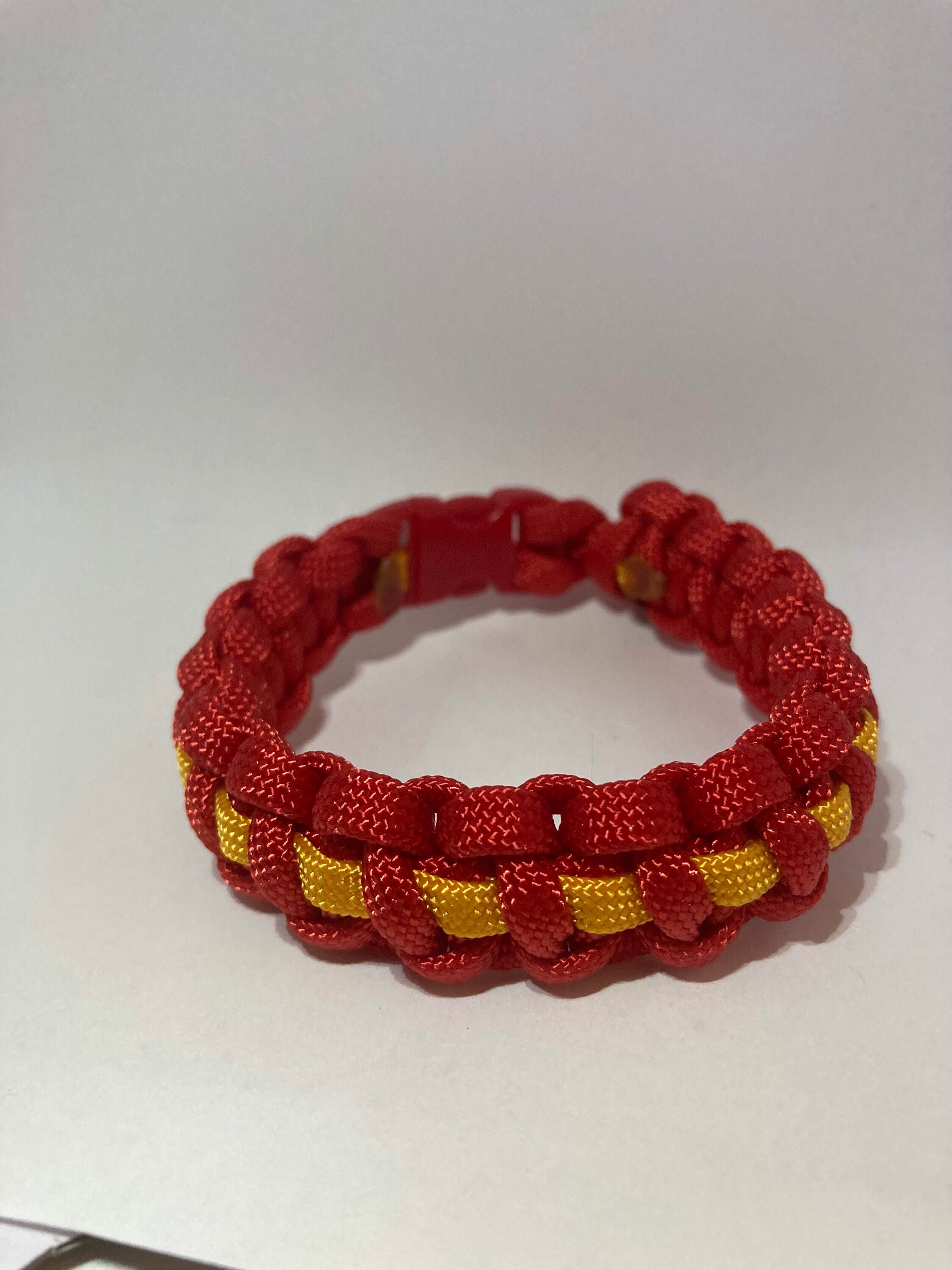 Red With Golden Yellow Stripe 8 Paracord Bracelet - Etsy