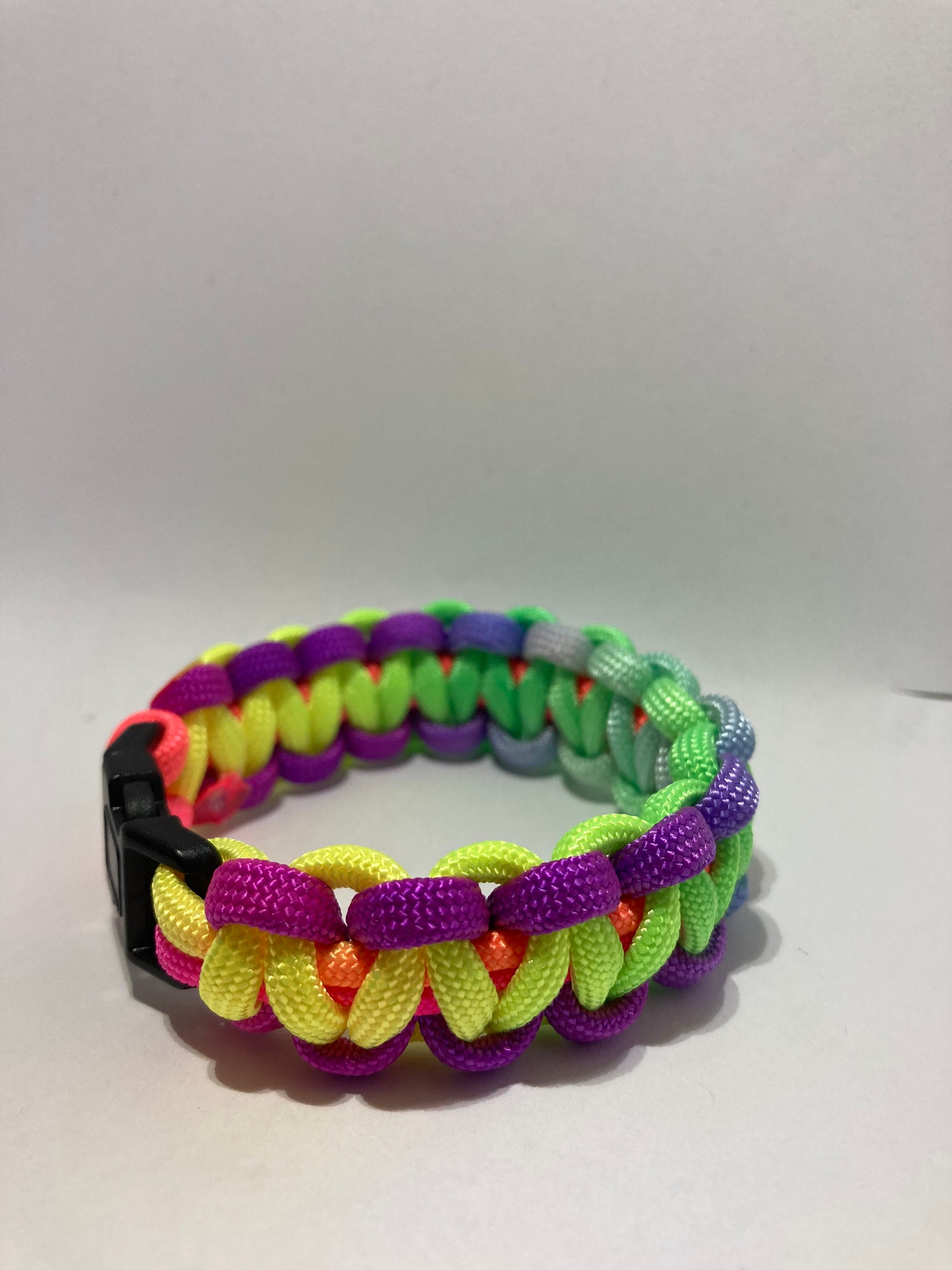 Neon Rainbow Paracord Bracelet Etsy