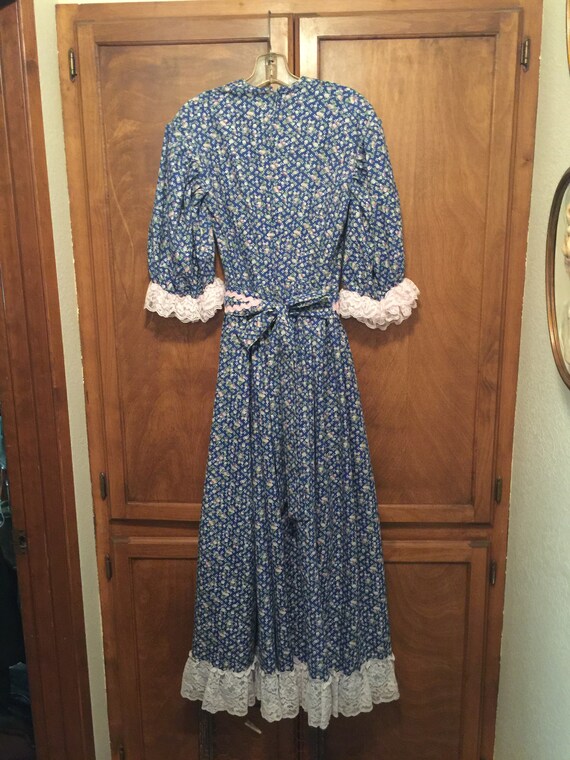 Vintage Farm Dress Costume Dress Blue Floral Dress - image 2