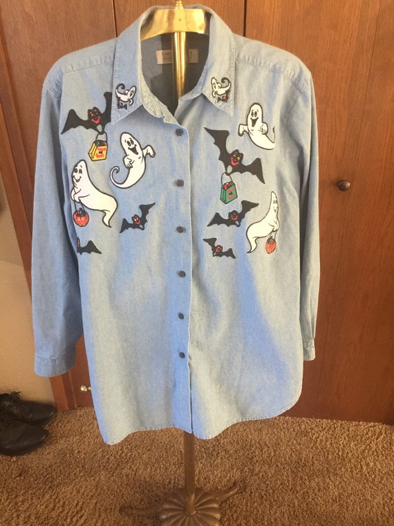 Halloween Denim Blouse Large
