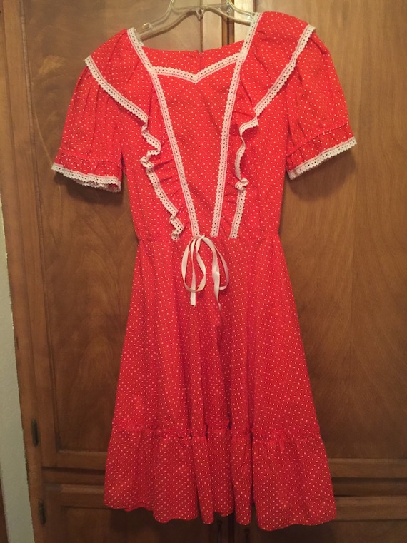 Vintage Jeri Bee Red Polka Dot Dance Dress Square