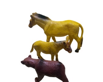 Animal de jeu de simulation, lot 3 Ours, âne et mule