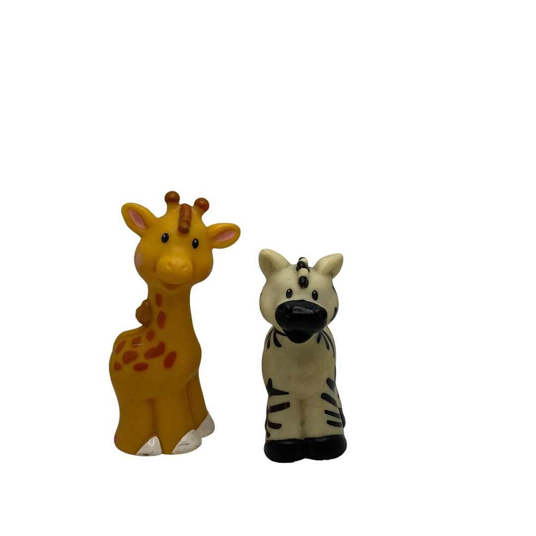 Action Figure Fisher Price Zoo Animals Giraffe and Zebra Bundle of 2