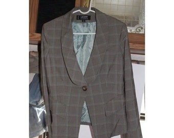 NWT Levine Bolero Jacket Size 10 Windowpane Knit Stretch One Button Blazer