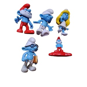 Peyo Jakks Smurf Lot 5 Clusmy, Papa, Brainy, Smurfette