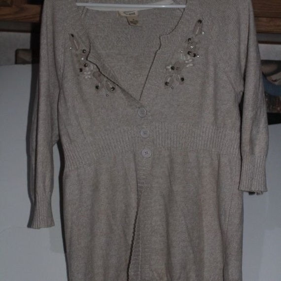 Vintage DKNY Cardigan Long Sweater Rhinestones Me… - image 3