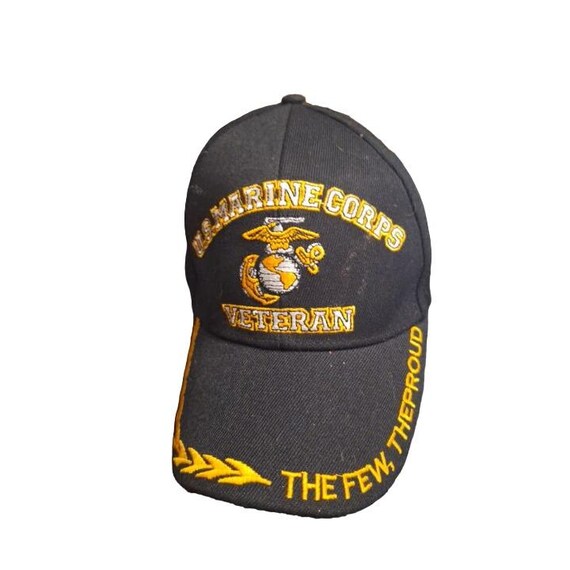 Eagle Emblems USMC The Few The Proud Black Cotton Twill Veteran Hat – Adjustable, Unisex